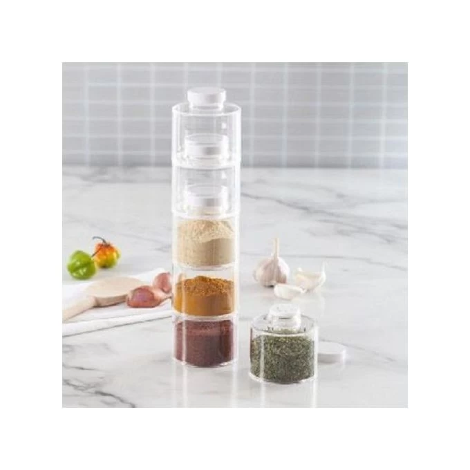 طقم توابل مطبخ اكريلك، 6 قطع - شفاف